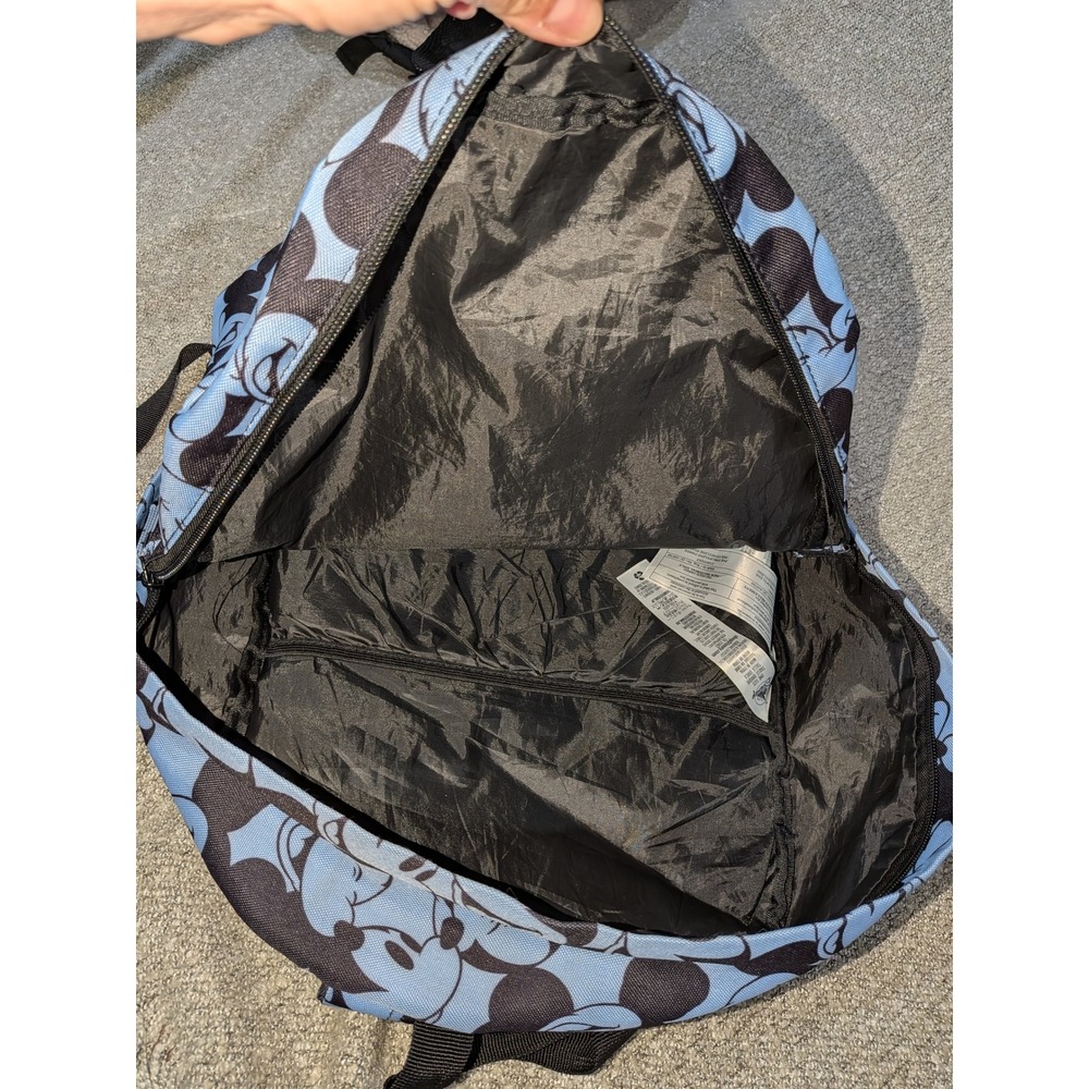 Disney Mickey Mouse All Over Print Backpack Light Blue Black Canvas Bag - Picture 4 of 6